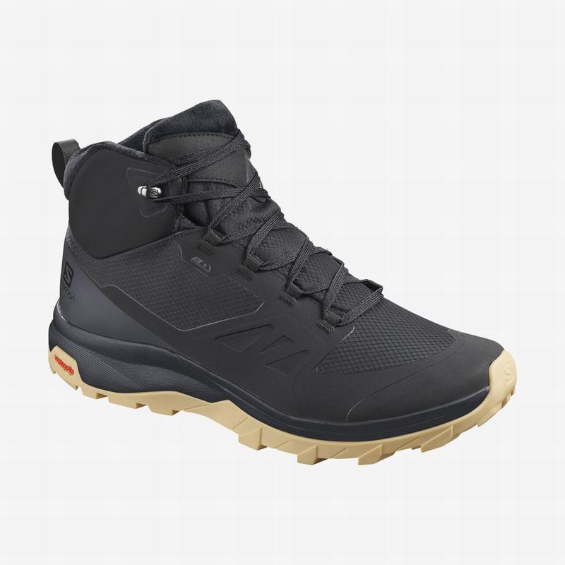 Salomon Singapore Mens Winter Boots - OUTSNAP CLIMASALOMON™ WATERPROOF Black | 48107-XOYE